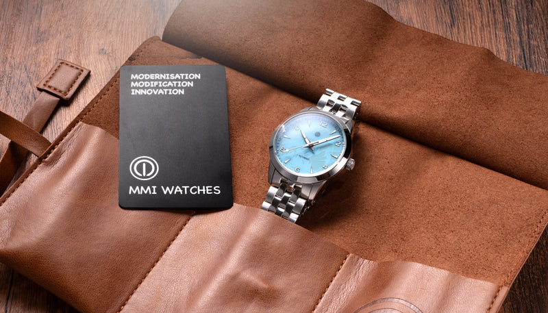 AWAGAMI FACTORY X MMI WATCHES: "BLUE WASHI DIAL" MODEL NL-02  [ESTIMATED DELIVERY: JUNE 2024]
