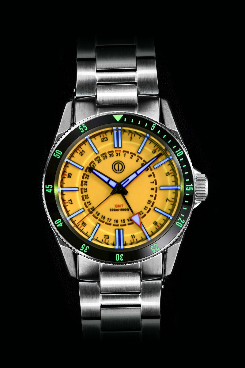 TURRET 300M DIVER GMT -  BISMARCK YELLOW MODEL: TRG-02B (BRACELET)