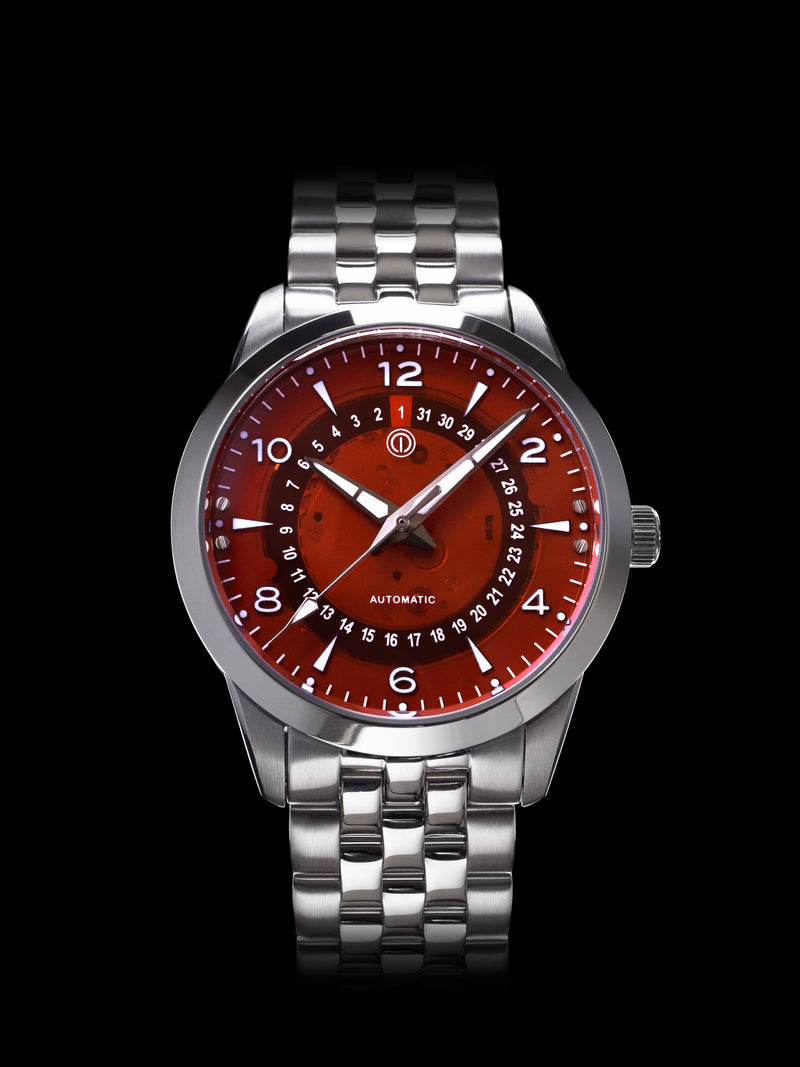 NOR-LIGHT: "ORANGE DATE SAPPHIRE DIAL" MODEL NL-06  [ESTIMATED DELIVERY: JUNE 2024]