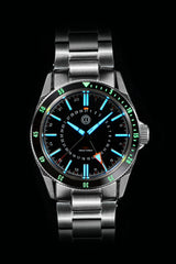 TURRET 300M DIVER GMT -  STEEL BLACK MODEL: TRG-01B (BRACELET)