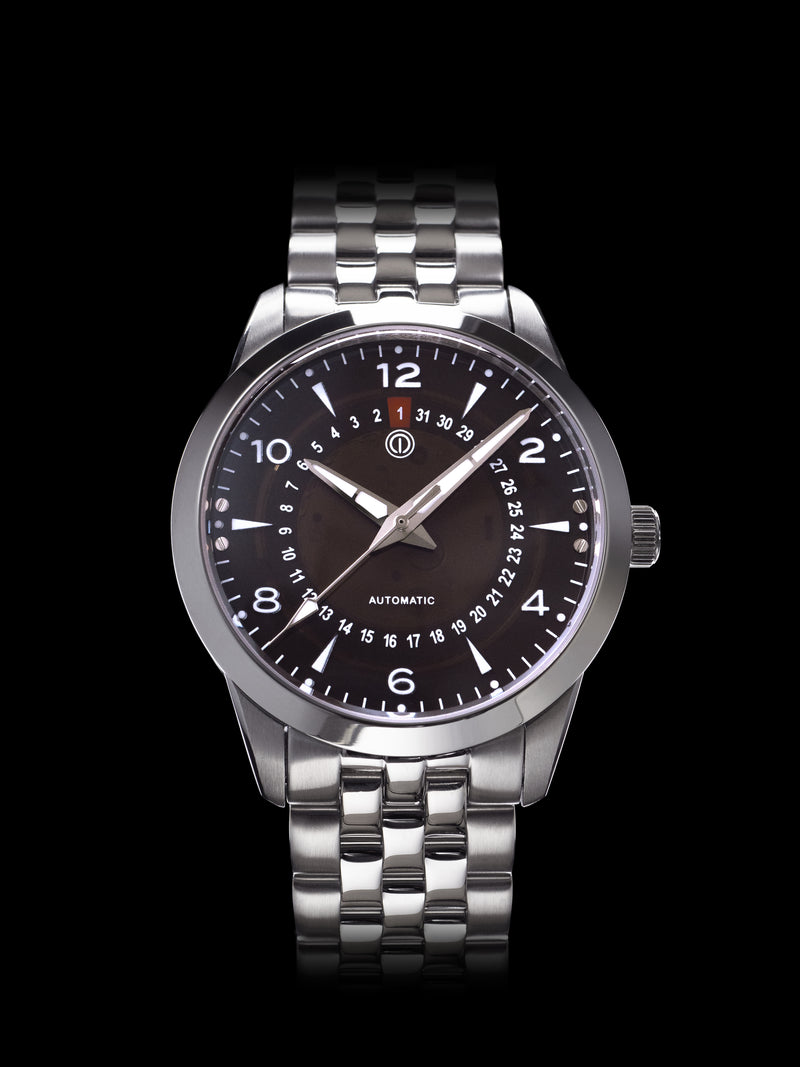 NOR-LIGHT: "BROWN DATE SAPPHIRE DIAL" MODEL NL-07