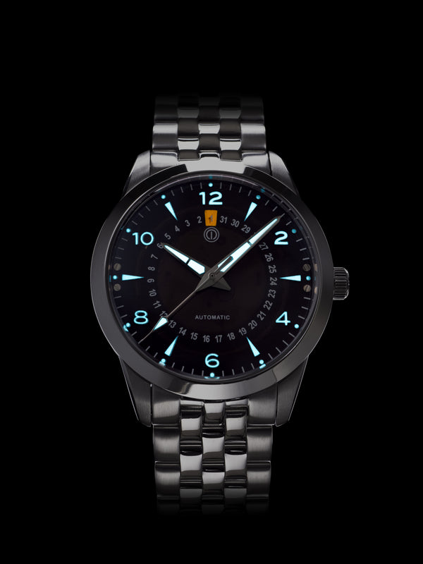 NOR-LIGHT: "BLACK DATE SAPPHIRE DIAL" MODEL NL-04