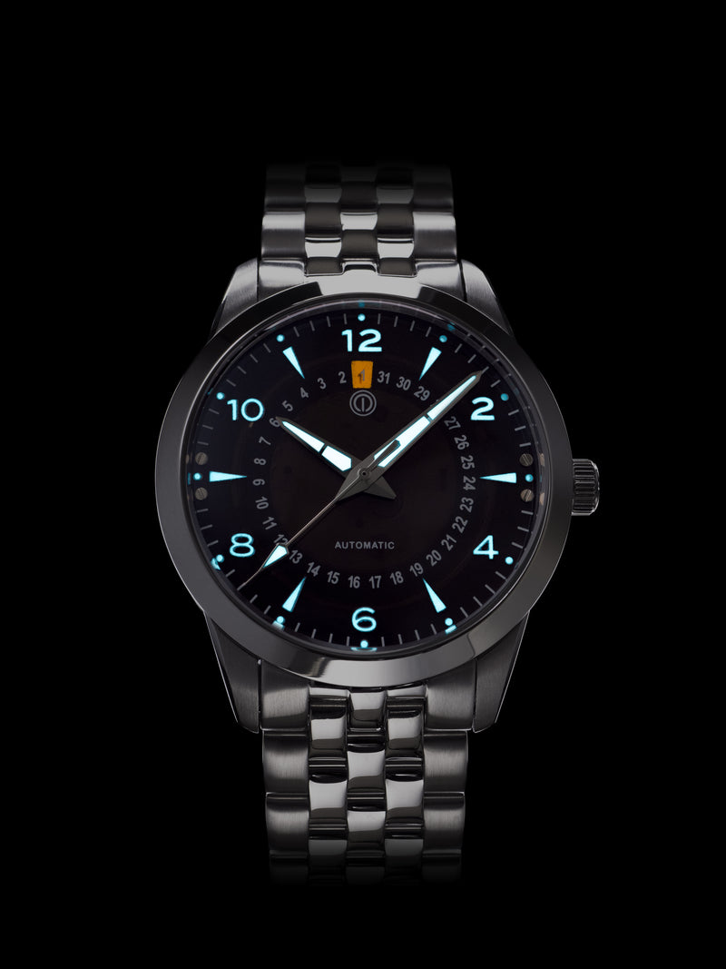 NOR-LIGHT: "BLACK DATE SAPPHIRE DIAL" MODEL NL-04