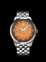 AWAGAMI FACTORY X MMI WATCHES: "FUMES ORANGE WASHI DIAL" MODEL NLF-03
