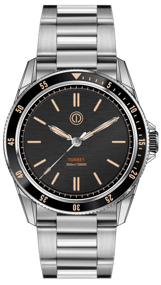 Turret 300M - Model: TR1-OR (STEEL BLACK) (NO DATE) (OLD RADIUM) (NH35)