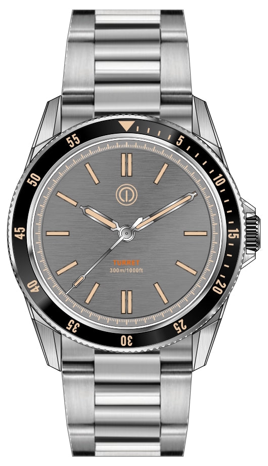 Turret 300M - Model: TR3-OR (GUNMETAL GREY) (NO DATE) (OLD RADIUM) (NH35)